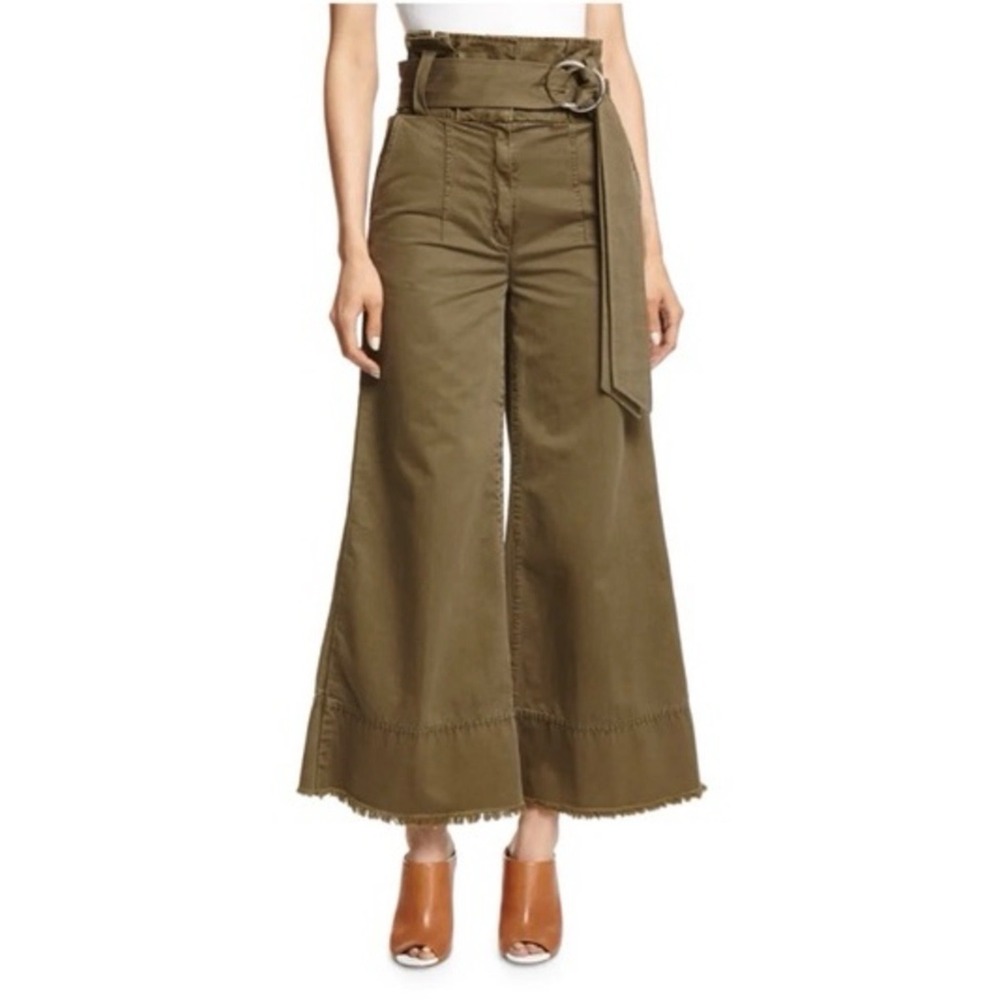 Cinq à Sept Serge Belted Wide Leg Crop Pants Olive Size 31 12
